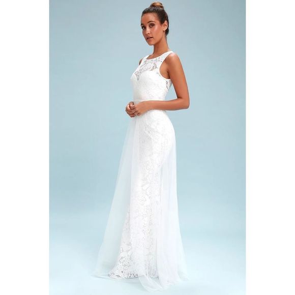 Lulu’s White Lace Backless Maxi Dress XL - Picture 2 of 5